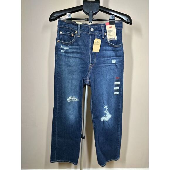 Levi's Denim - Levi's Women's Ribcage Straight Ankle Jeans Distressed Blue 27X/27 NWT NEW